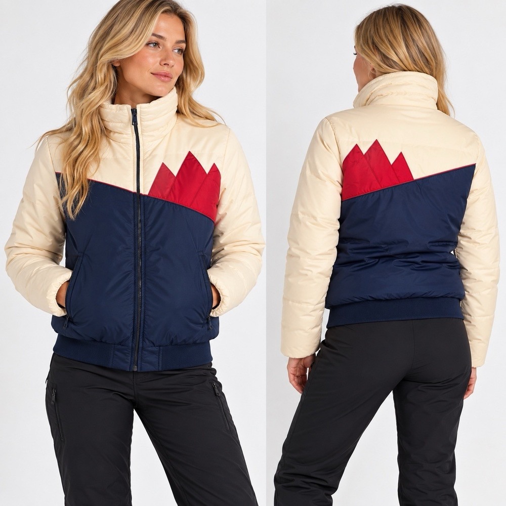 vintage skyr women's small goose down ski jacket colorblock Japan Mountain *